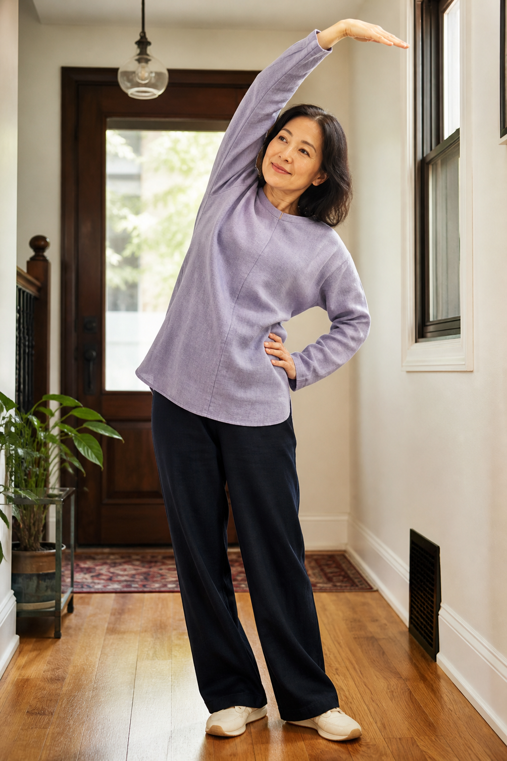 Patient walking comfortably outdoors after laser therapy for sciatic-type leg pain
