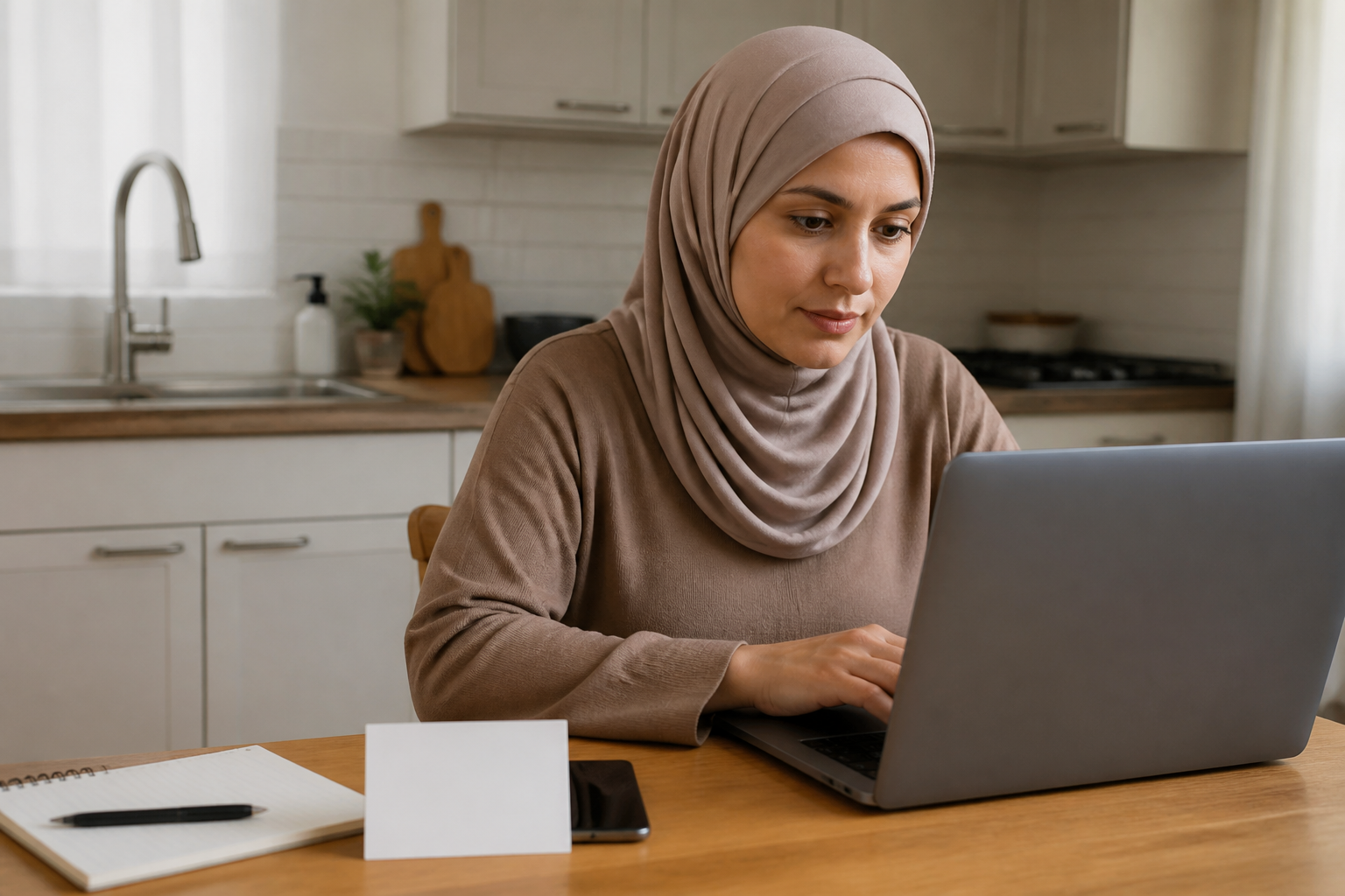Woman researching a provider on a laptop at home
