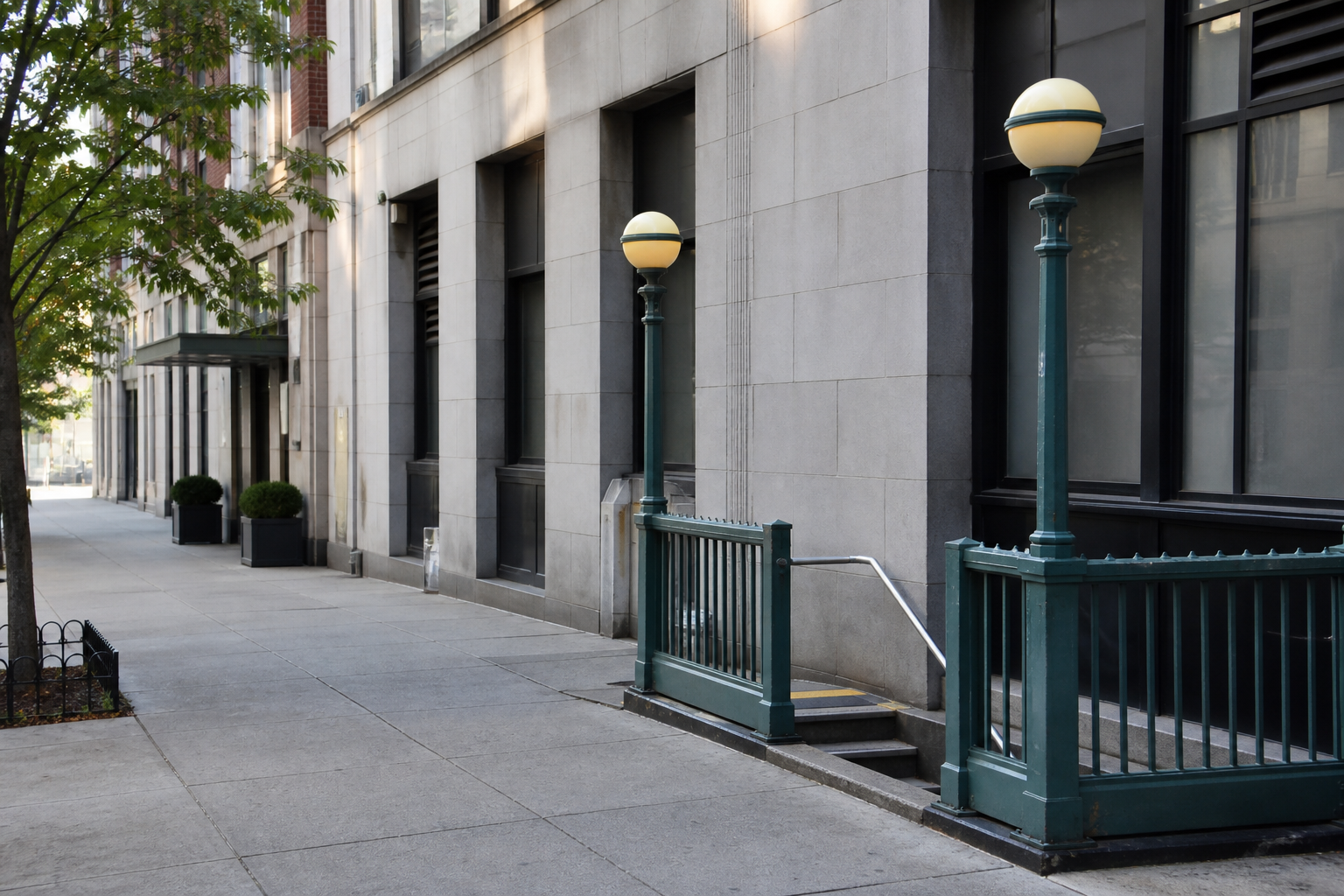 New York City street with a clinic building entrance