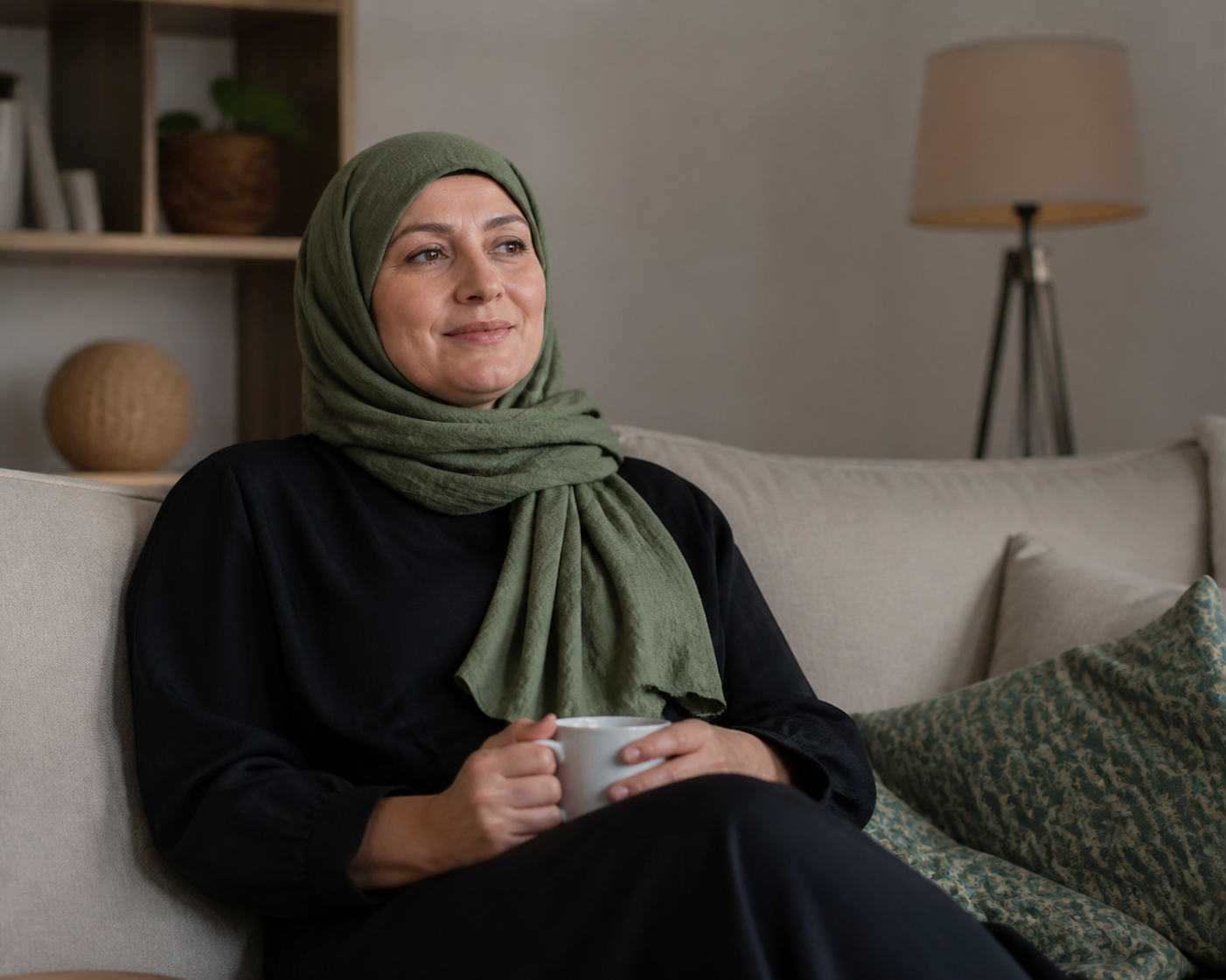 Patient relaxing comfortably at home after treatment